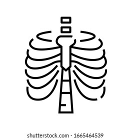 Sternum Bone Structure Line Icon, Concept Sign, Outline Vector Illustration, Linear Symbol.