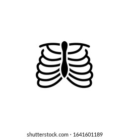 Sternum Vector Icon In Black Flat Shape Design Isolated On White Background