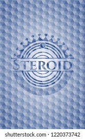 Steroid blue emblem with geometric pattern.
