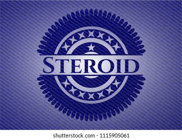 Steroid emblem with denim high quality background