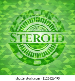 Steroid green emblem with mosaic background