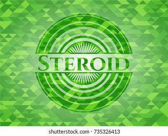 Steroid green emblem with triangle mosaic background