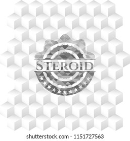 Steroid grey emblem with geometric cube white background