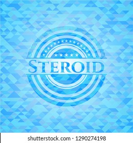 Steroid realistic light blue emblem. Mosaic background