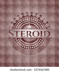Steroid red geometric pattern emblem. Seamless.