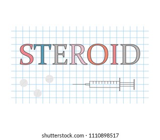 steroid word on checkered paper sheet- vector illustration