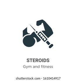 Steroids glyph icon vector on white background. Flat vector steroids icon symbol sign from modern gym and fitness collection for mobile concept and web apps design.