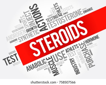 Steroids - is an organic compounds with four fused rings arranged in a specific molecular configuration, word cloud concept background