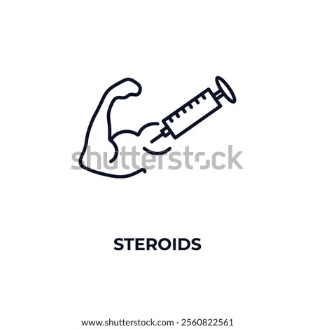 steroids outline icon. Linear vector from gym concept. Thin line steroids icon isolated on white background