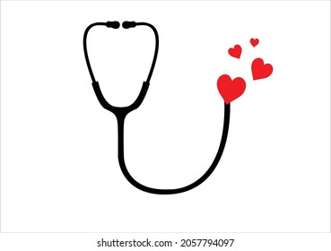 steteshoscope vecor art designred hearts