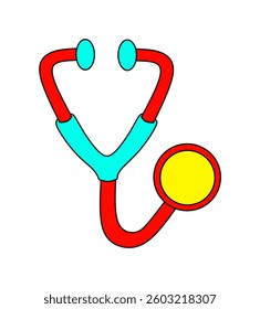 Stethoscope 2d icon. Medical device. Isolated object on a transparent background, stethoscope medical tool isolated icon vector illustration design