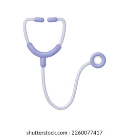 Stethoscope 3d icon. Medical diagnosis tool. Doctor, clinic symbol. Vector illustration. Eps 10