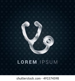 Stethoscope 3D silver/platinum metallic chromium precious Icon / Logo Design