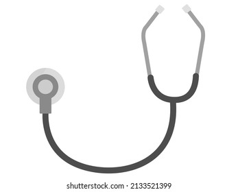 stethoscope an acoustic device that amplifies body noises, on a white background