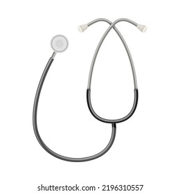 Stethoscope as Acoustic Medical Device for Auscultation Vector Illustration