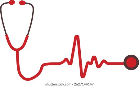 O estetoscópio parece estar pendurado ao redor do pescoço de um médico ou enfermeiro em uma ilustração de vetor de design plano