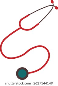 Stethoscope appears to be hanging around the neck of a doctor or nurse in a flat design vector illustration