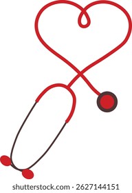 O estetoscópio parece estar pendurado ao redor do pescoço de um médico ou enfermeiro em uma ilustração de vetor de design plano