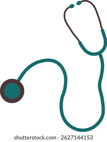 O estetoscópio parece estar pendurado ao redor do pescoço de um médico ou enfermeiro em uma ilustração de vetor de design plano