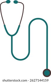 O estetoscópio parece estar pendurado ao redor do pescoço de um médico ou enfermeiro em uma ilustração de vetor de design plano