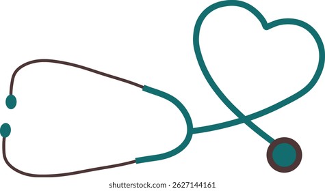 O estetoscópio parece estar pendurado ao redor do pescoço de um médico ou enfermeiro em uma ilustração de vetor de design plano