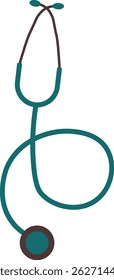 O estetoscópio parece estar pendurado ao redor do pescoço de um médico ou enfermeiro em uma ilustração de vetor de design plano
