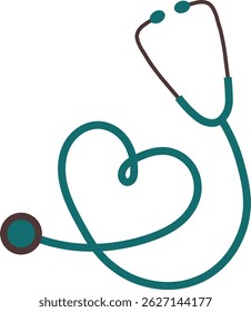 O estetoscópio parece estar pendurado ao redor do pescoço de um médico ou enfermeiro em uma ilustração de vetor de design plano