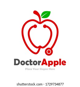 Stethoscope apple vector template logo. Suitable for business, web, health, food and design