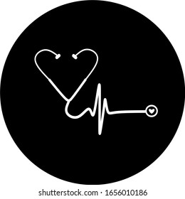 Stethoscope in black circle icon trendy flat style. Stethoscope icon page symbol for your web site design, app, UI. Stethoscope icon vector illustration. Medical and health care logo