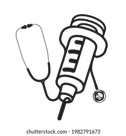 Stethoscope Black Color Made Syringe Logo Stock Vector (Royalty Free ...