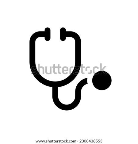 Stethoscope black glyph ui icon. Medical examination instrument. Equipment. User interface design. Silhouette symbol on white space. Solid pictogram for web, mobile. Isolated vector illustration