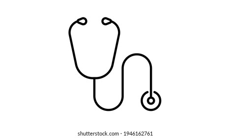 Stethoscope black Icon Medical Health Care Symbol Vector isolated illustration