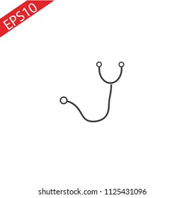 Stethoscope black silhouette vector icon illustration isolated on white background. eps 10.