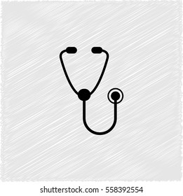 stethoscope -  black vector icon