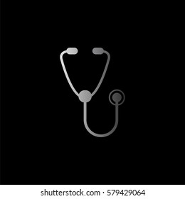 stethoscope -  black vector icon