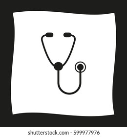 stethoscope  - black vector icon