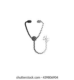 stethoscope - black vector icon;  halftone illustration