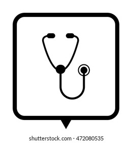 stethoscope - black vector icon;  message bubble