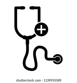 stethoscope black and white icon vector template