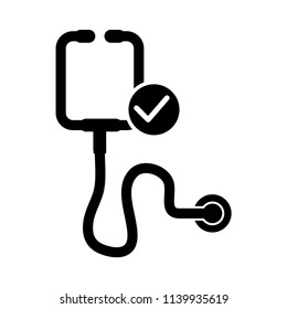 stethoscope black and white icon vector template