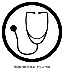 Stethoscope black white icon. Vector stethoscope isolated, medical stethoscope icon for healthcare illustration