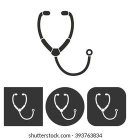 Stethoscope   -  black and white icons. Vector illustration. 