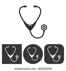 Stethoscope   -  black and white icons. Vector illustration. 