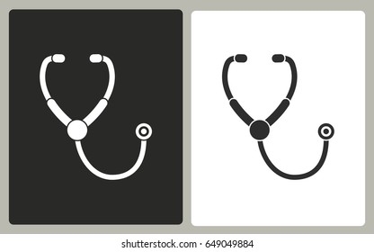 Stethoscope - black and white vector icons. Illustration isolated for graphic and web design.