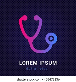 Stethoscope Blue & Red colorful gradient attractive bright material Icon / Logo Design