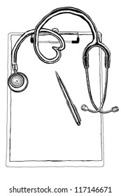 Stethoscope and board with EPS 10 VECTOR