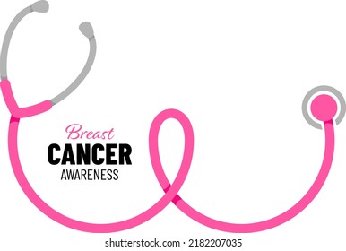 Stethoscope in breast shape. Breast cancer awareness month campaign. Vector illustration