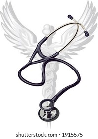 Stethoscope and caduceus medical VECTOR graphic