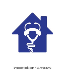Stethoscope llama a la forma del hogar el concepto de diseño de logotipo vector de icono. Llame al logotipo del médico.