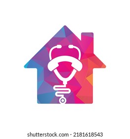 Stethoscope call home shape concept logo design icon vector. Call doctor logo.